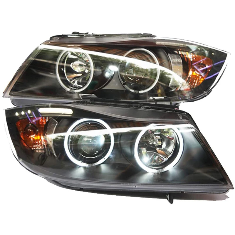 

For BMW E90 3 Series 320i 323i 325 330 335 LED Angel Eyes Headlight Front Lamps 2005 To 2008 Year SN
