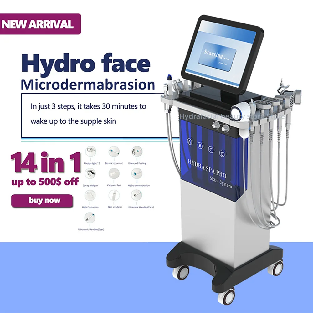 14 in1 Microdermabrasion Hydrafacial Machine Diamond Peeling and Hydrofacials Water Jet Aqua Facial Hydra Dermabrasion Machine