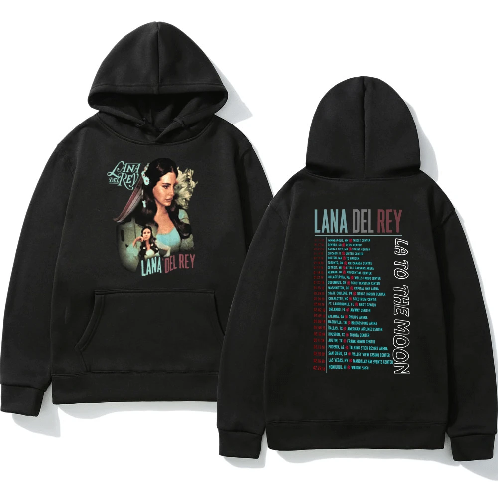 

90s Singer Lana Del Rey La To The Moon Tour Print Hoodie Hip Hop Vintage Fashion Pullover Casual Harajuku Sweatshirt Streetwear