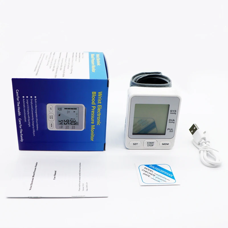 Voice USB Automatic Tonometer Digital Wrist Blood Pressure Monitor  Tensiometro Pulse Rate Heart Monitor Sphygmomanometer