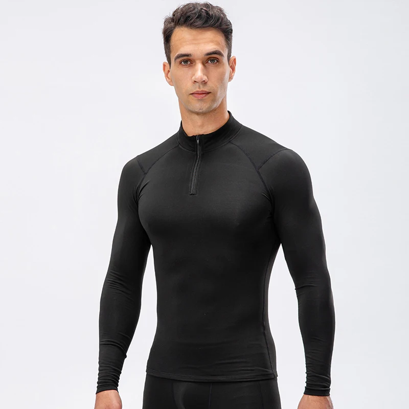 Winter Long Johns Underwear Men Thermal Running Hooded Fitness Long Sleeve Sport Shirts Quick Dry Male Gym Jogging Sweatshirts