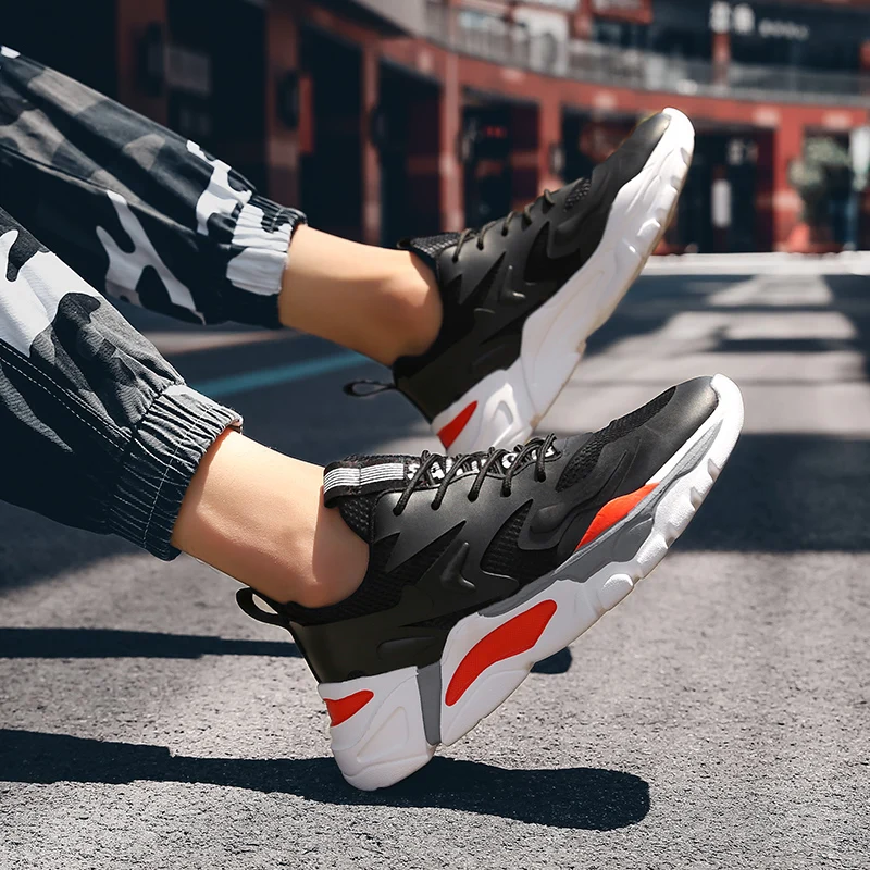 JIEMIAO Men Running Shoes Mesh Breathable Jogging Sport Shoes Non-slip Walking Men Sneakers Comfortable Training Footwear