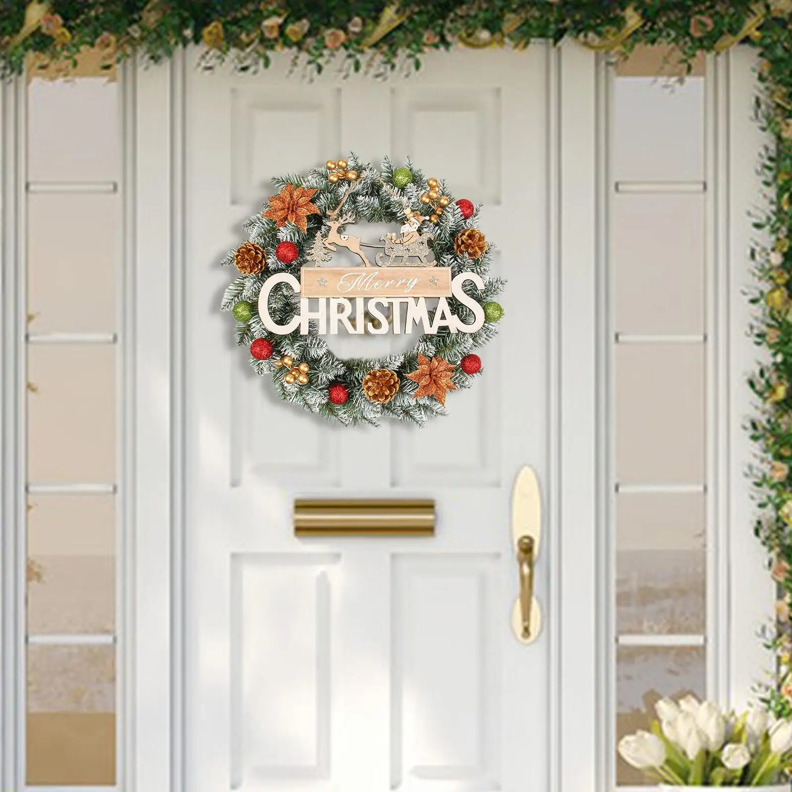 Рождественский венок со световым орнаментом 20 дюймов Рождественская гирлянда