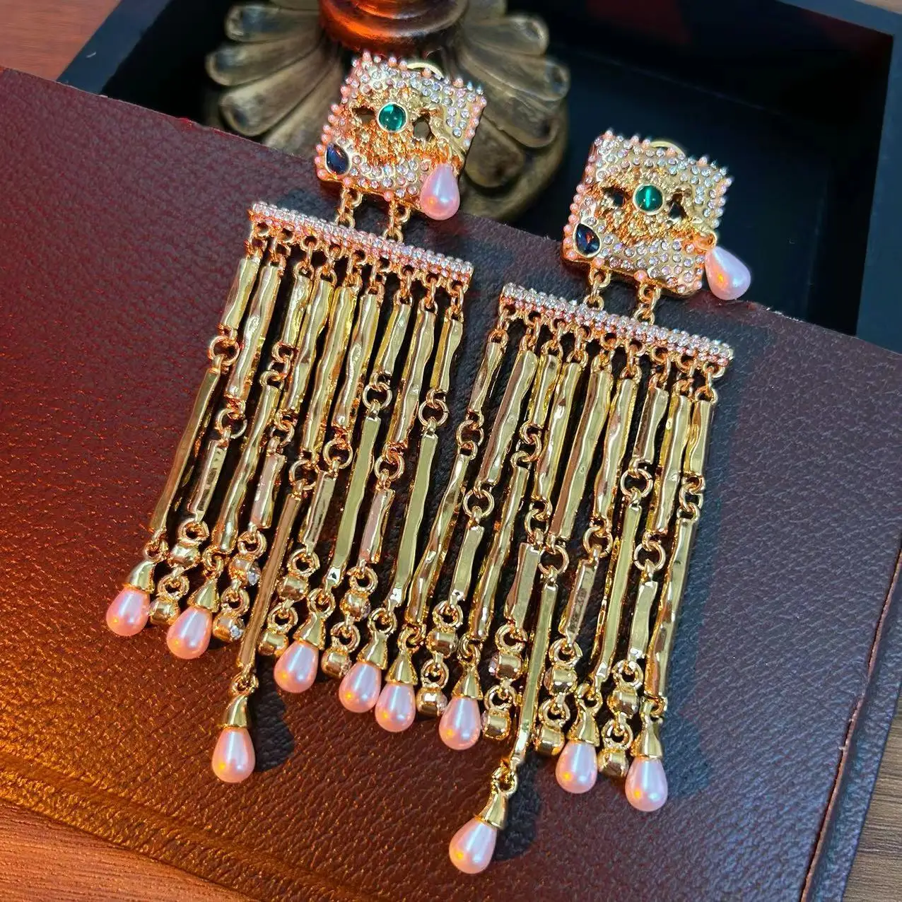 Европейские и американские ретро Роскошные Цветные жемчужные серьги с