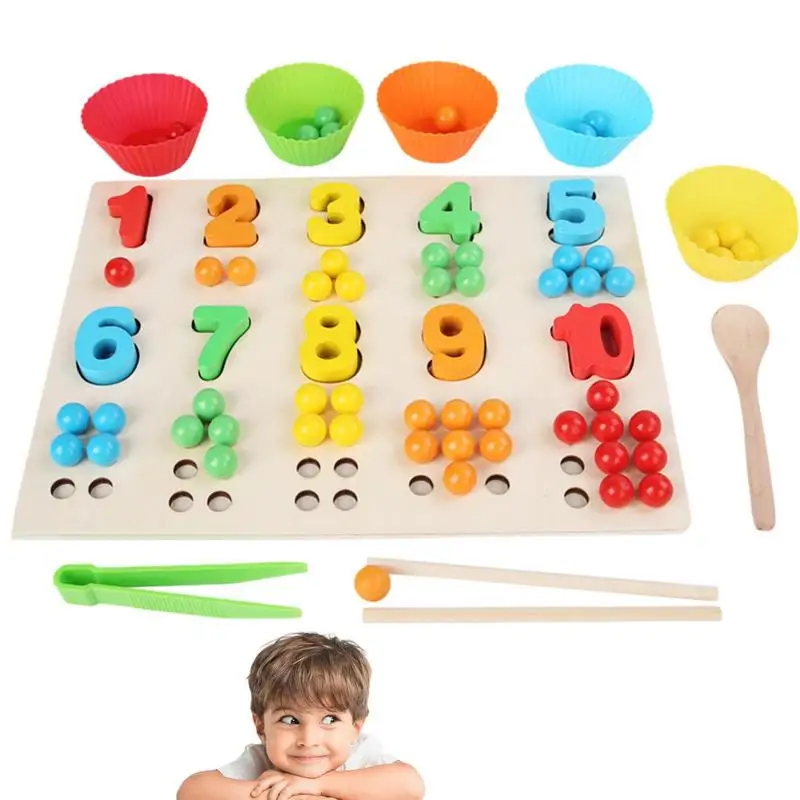 

Деревянные игрушки Монтессори с подсчетом для безопасной игры, обучение мозгу, палочки для еды, бусины, игрушки раннего возраста