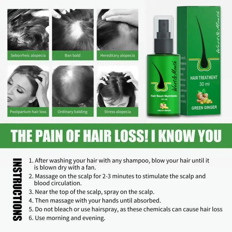 

Новый имбирный спрей для роста волос Эфирные масла для лечения выпадения волос искусственное Предотвращение высыхания волос спутанные поврежденные истончение Восстанавливающий уход