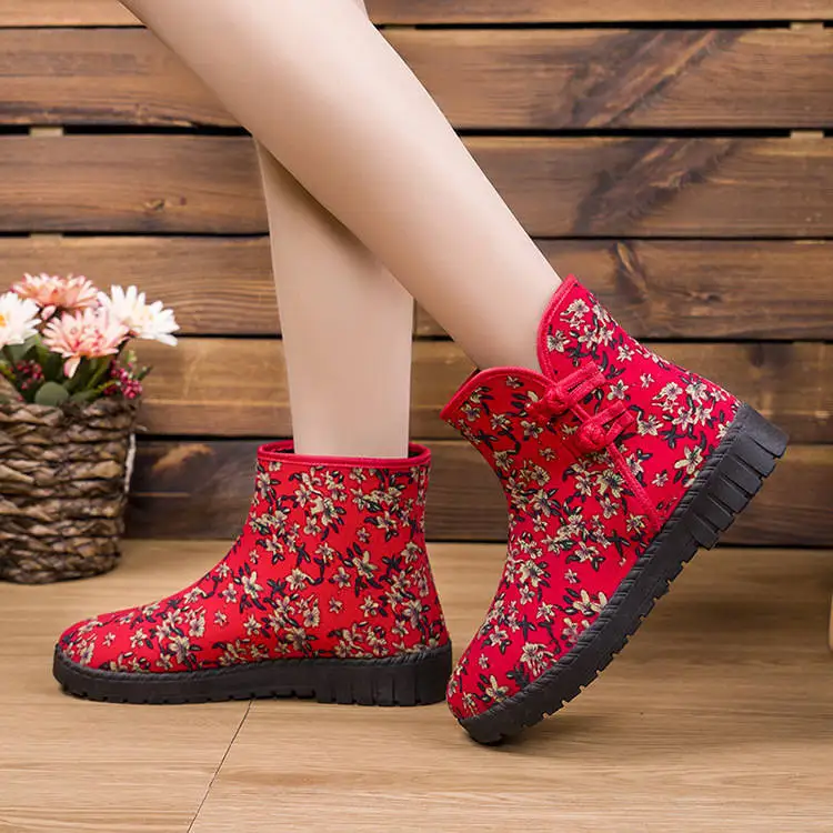 

Winter High Heel Boots Warm Plush Square Heels Winter Shoes Women's Boots Ladies Fashion Brand Ankle Snow Boots Nice