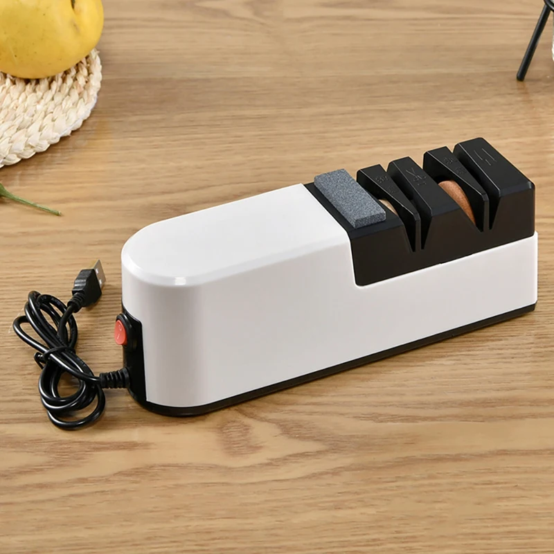 

USB быстрая электрическая точилка для ножей, автоматическая регулируемая точилка, 3 этапа, для ножей, ножниц, домашняя точилка