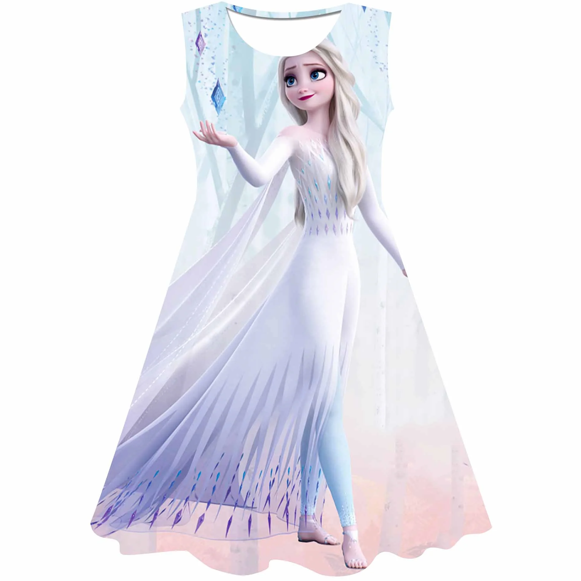 

Elsa Girls' Dress Summer New Ice and Snow Romance Sleeveless Princess Dress Children's Party Fashion Role Playing Dress 2023