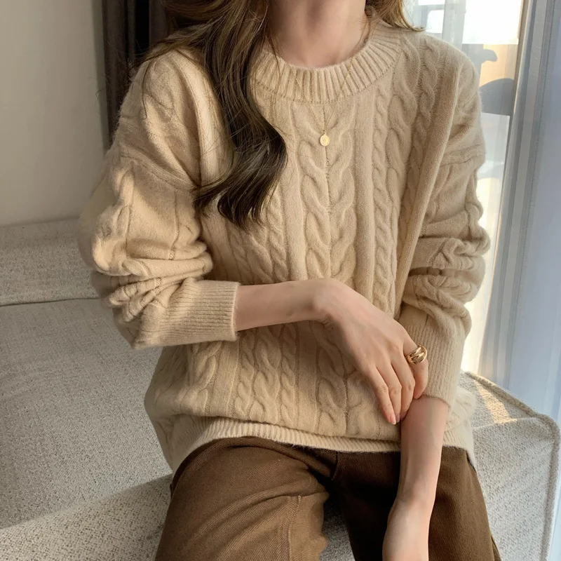 

Sweater Women 2022 Autumn Winter Sweater Japanese Sweet Sweater Gentle Round Neck Loose Slim Long Sleeve Pullover Knitted Top