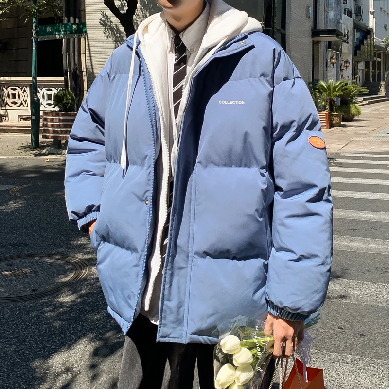 Winter Coat New Trend Loose Thickening Fake Two-piece Cotton-padded Couple Casual Warm Bread Clothes Men's Tops