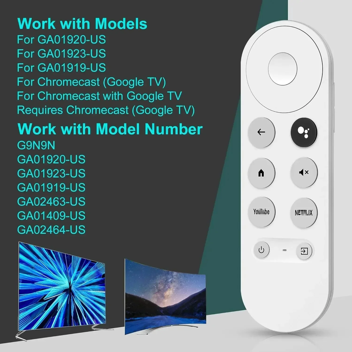 Фото Используется для Chromecast Google TV HD/4K G9N9N, пульт дистанционного управления, разъем DHMI, Bluetooth, голосовой пульт дистанционного управления, аксессуары для дома №1