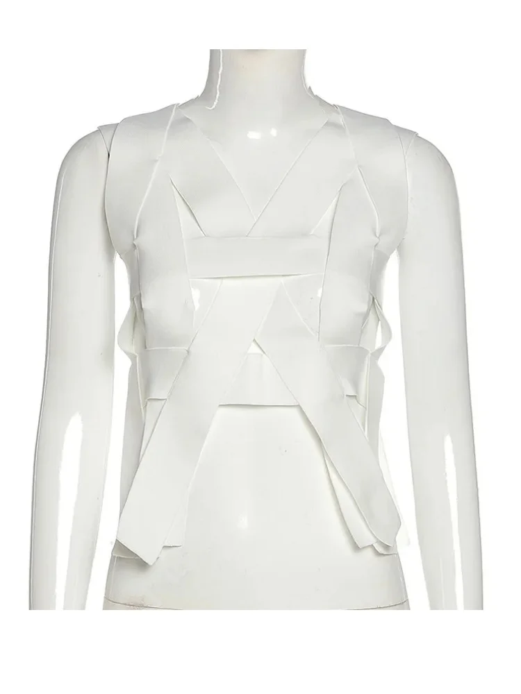 Женская майка с вырезами Joskaa Однотонные эластичные топы авангардная модная