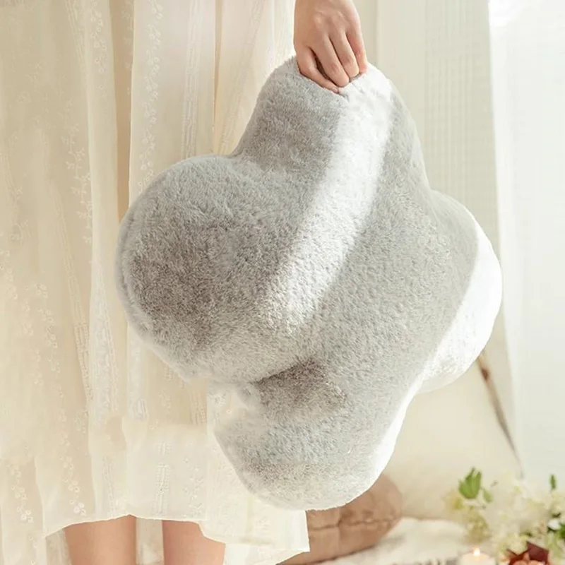 Имитация кроличьего меха однотонная любовь плюшевая подушка цветок гостиная