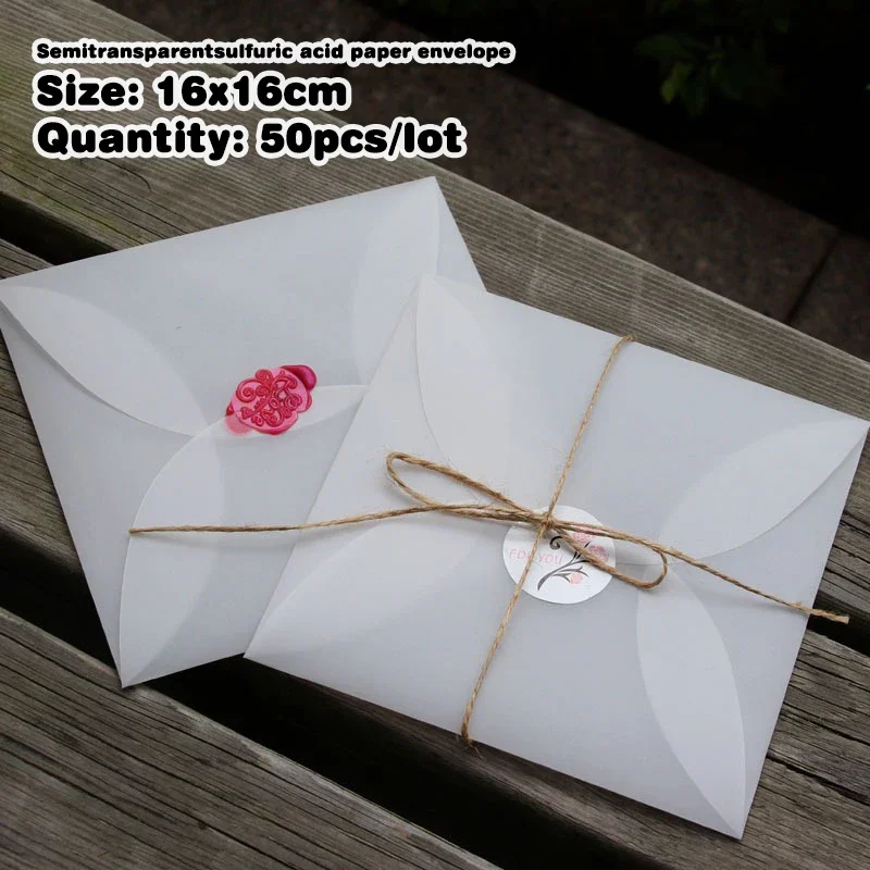 

Конверт полупрозрачные лепестки пустой 50 шт./лот квадратная открытка «сделай сам» свадебное приглашение бизнес-фестиваль хранение подарочная упаковка