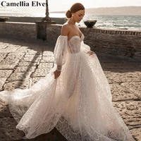 boho chic beach wedding dresses sweetheart a line bride dresses detachable puff sleeves bow long bridal gowns vestidos de novia