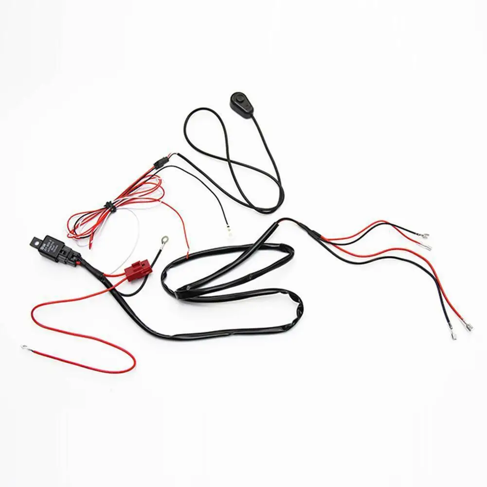 

12V Universal Fog Light Wiring Harness 40A Working Light Lamp Wire Connector Switch Relay Kit For LED Work Lamp