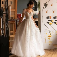 elegant glitter sweetheart wedding dress a line custom made short batwing sleeve robe de mari%c3%a9e backless bridal gown for women