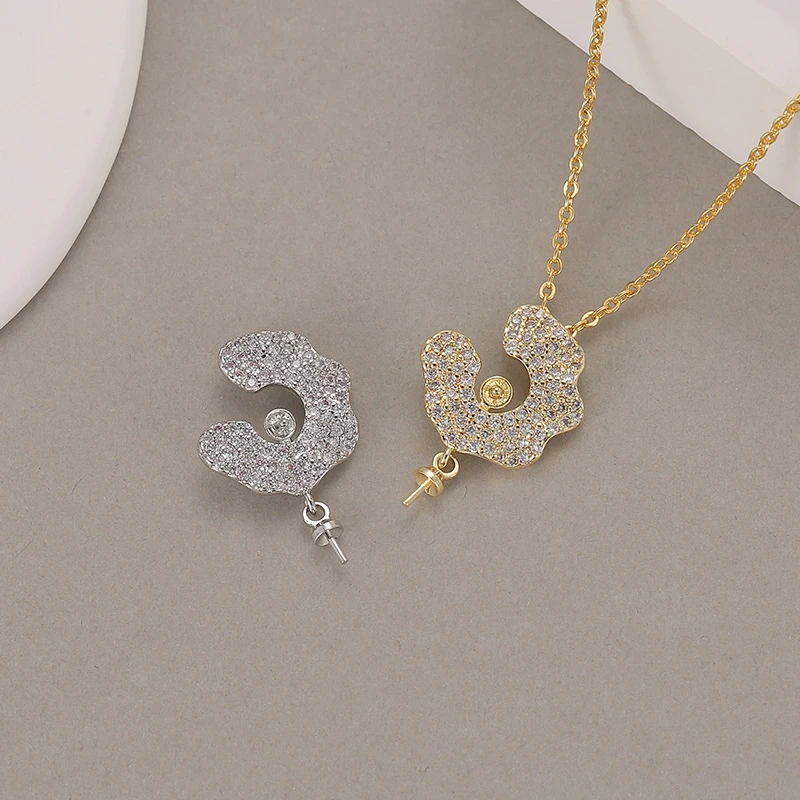 Advanced Pendant Semi Flower Inlaid Micro Zircon Pearl Buckle Pendant Trending Products Necklace for Women DIY Jewelry Accessory