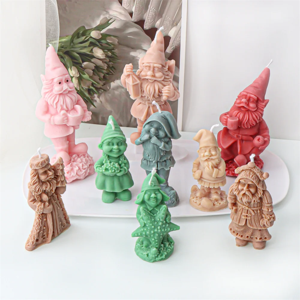 

Multi-style Santa Claus Statue Candle Mold Silicone Xmas Dwarf Plaster Tool DIY Handmade Cute Soy Wax Santa Resin Gift Crafts