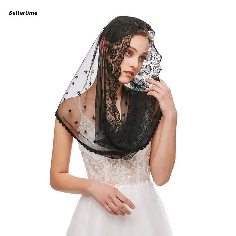 

B36D Цветочная Фата Pamor Infinity, шарф, церковная Фата, закрывающая голову, в стиле латиноамериканской массы, кружевная Мантилья, фата для церкви