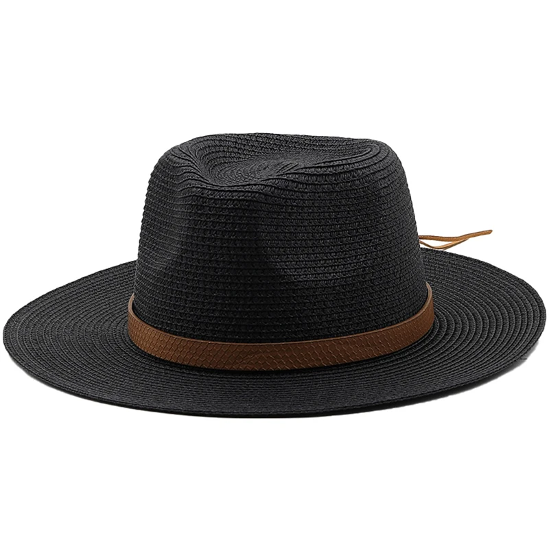 

56-58CM Summer Straw Hat Men's Natural Panama Soft Shaped Women Wide Brim Beach All Match Sun UV Protection Fedora Hat Wholesale