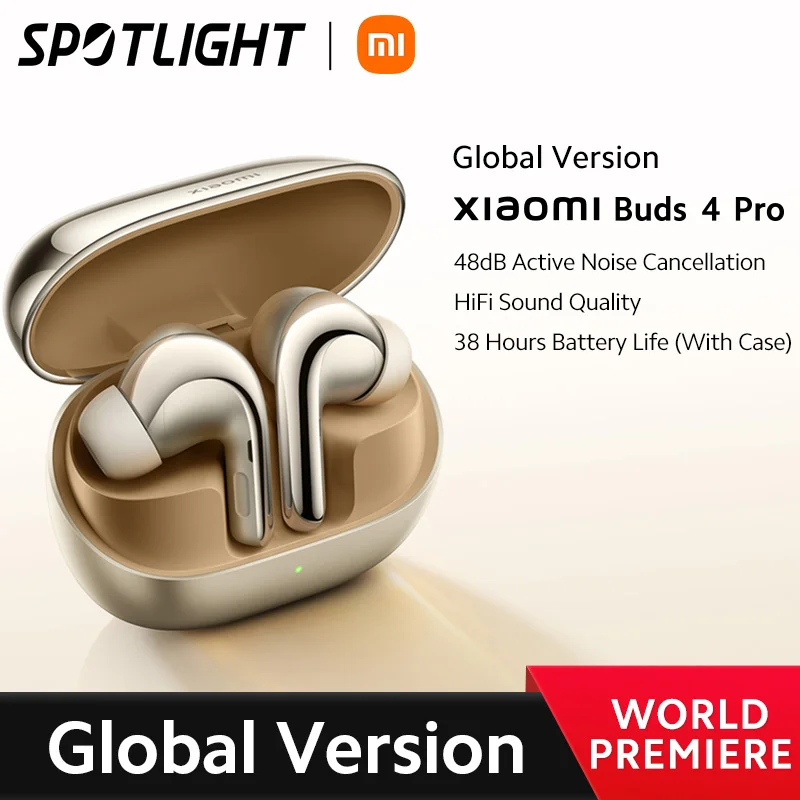

[World Premiere] Global Version Xiaomi Buds 4 Pro Bluetooth Earphone 48dB 4000Hz Noise Reduction HiFi Sound 38H Battery Life