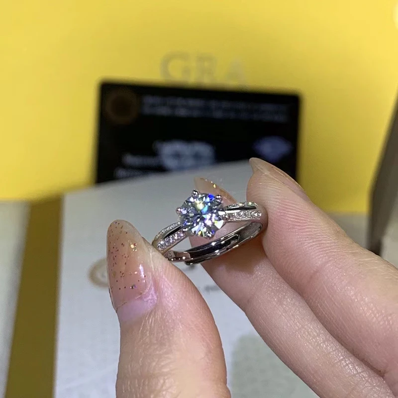 

Женское Открытое кольцо из серебра 925 пробы, с муассанитом