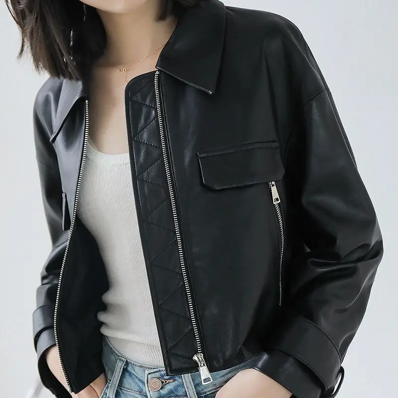 Куртка из овечьей кожи повседневная короткая куртка сами натуральной Женская