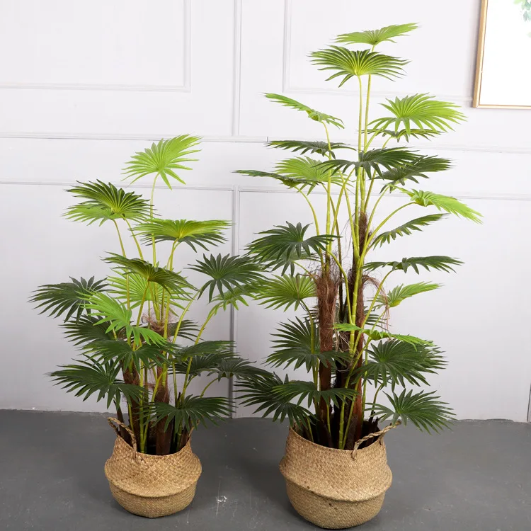 

1.2M Potted Simulation Plant Palm Ground Round Leaf Fan Sunflower Fake Artificial Plants Garden Home Patio Decor Accessories