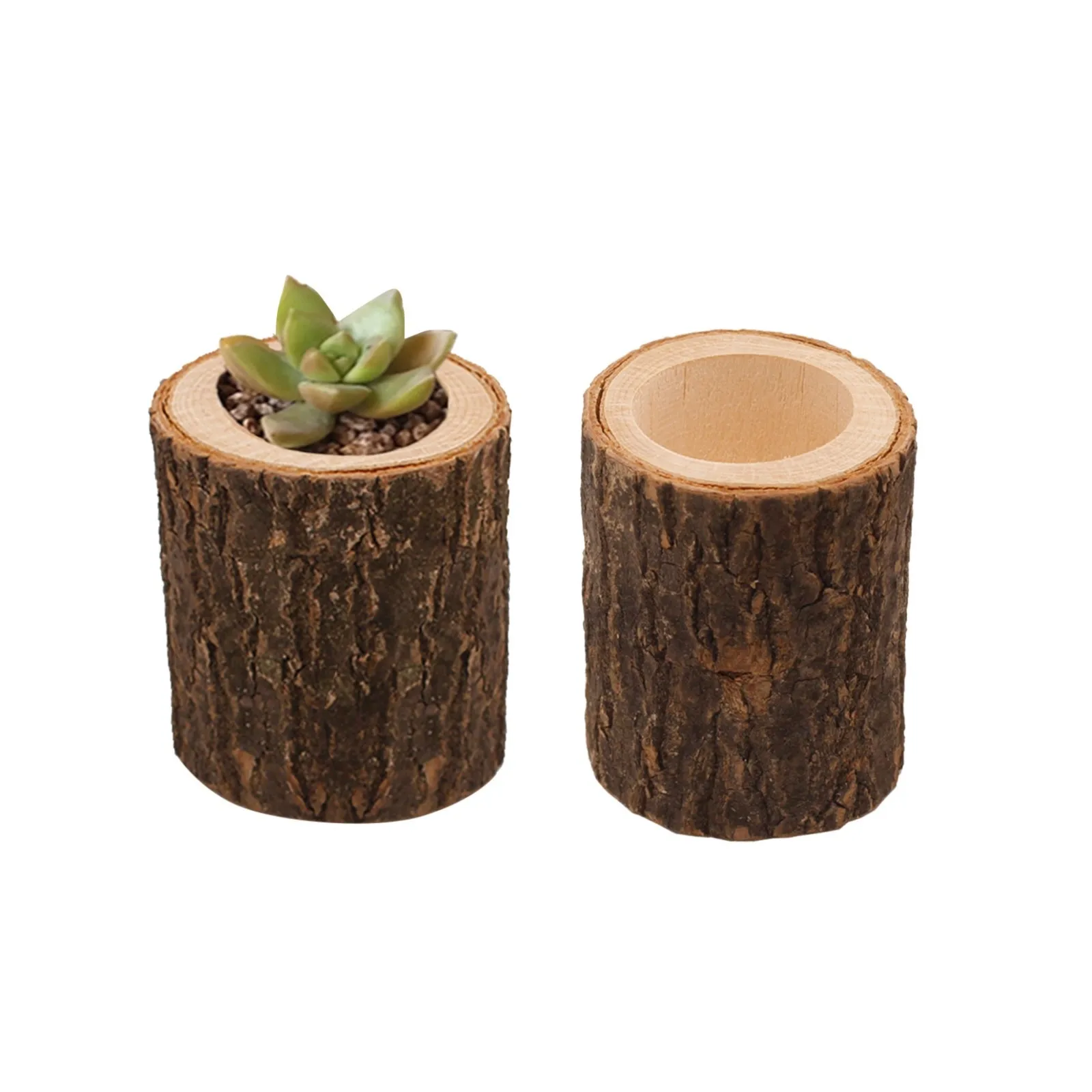 

Деревянный горшок ручной работы с декоративными подвесками в виде цветов