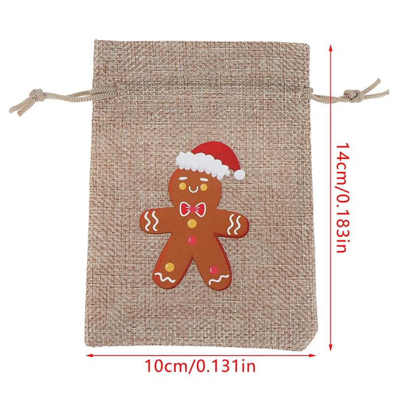 

5Pcs/SET Christmas Drawstring Gift Bag Natural Jute Bags 10x14cm Pouches Nice Bracelet Candy Jewelry Packaging Bags