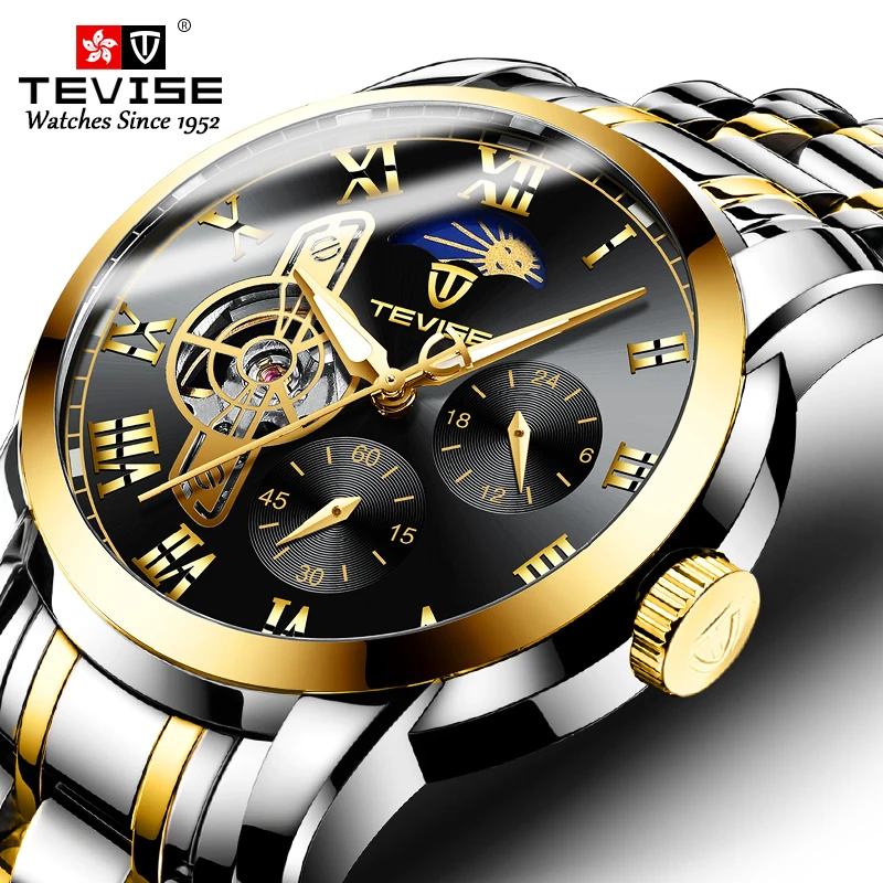 

AAA TEVISE Luminous Waterproof Stainless Steel Men's Watch Mechanical Business Watch Fashion Men's Clock Outlet
