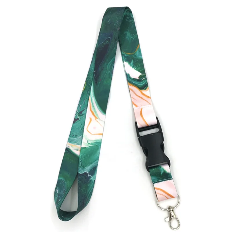 

Green Marble Lanyard Keys Phone Holder Funny Neck Strap With Keyring ID Card DIY Animal webbings ribbons Hang Rope