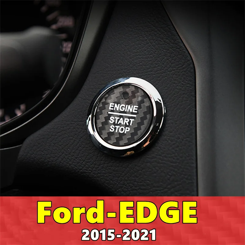 

For Ford EDGE Car Engine Start Stop Button Cover Real Carbon Fiber Sticker 2015 2016 2017 2018 2019 2020 2021