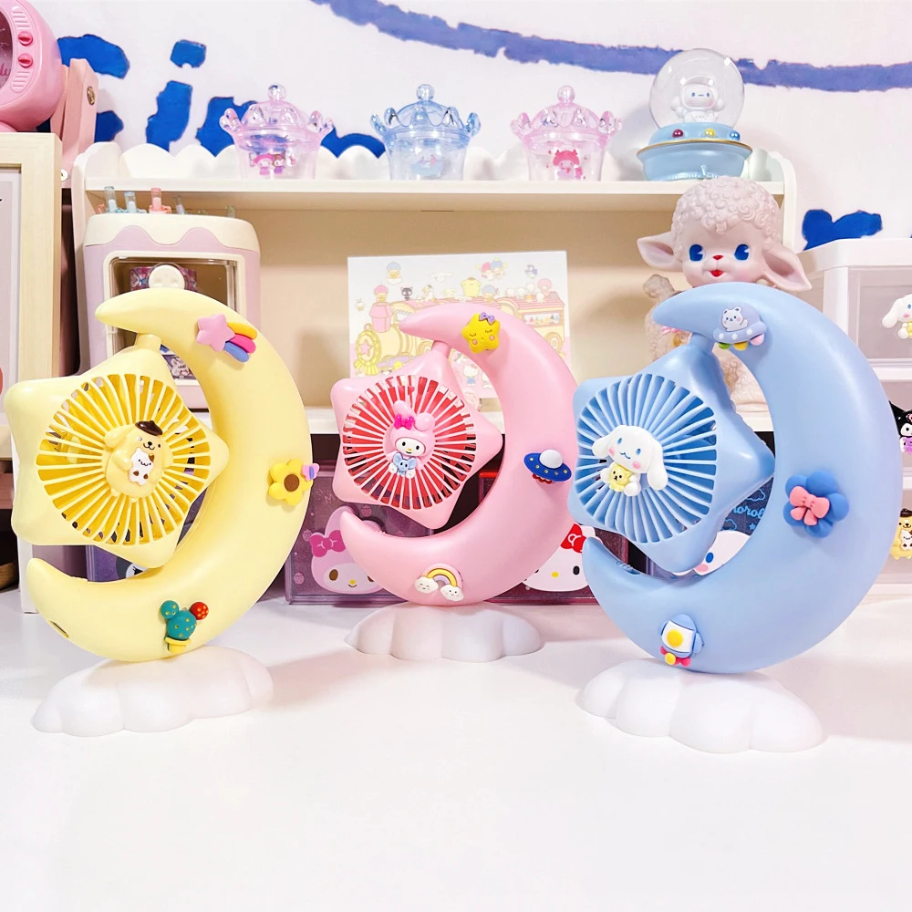 

Kawaii Kuromi My Melody Cinnamoroll Sanrioed Anime Cute Moon And Stars Shape Desktop Usb Small Fan Charging Fan Birthday Gifts