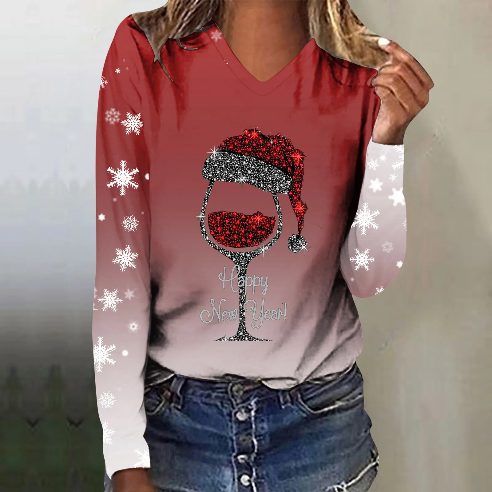 

Christmas T Shirt Womens Merry And Bright Shirt Print Tree T Shirt Holiday Graphic Tee Tops Womens Active Shirt