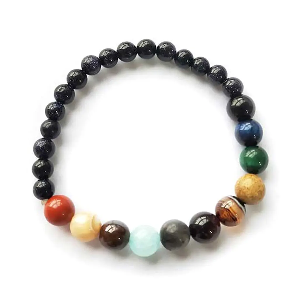 

Браслет женский и мужской с солнечной батареей, браслет с бусинами из натурального камня для созвездий, украшение в стиле Вселенной, галакт...