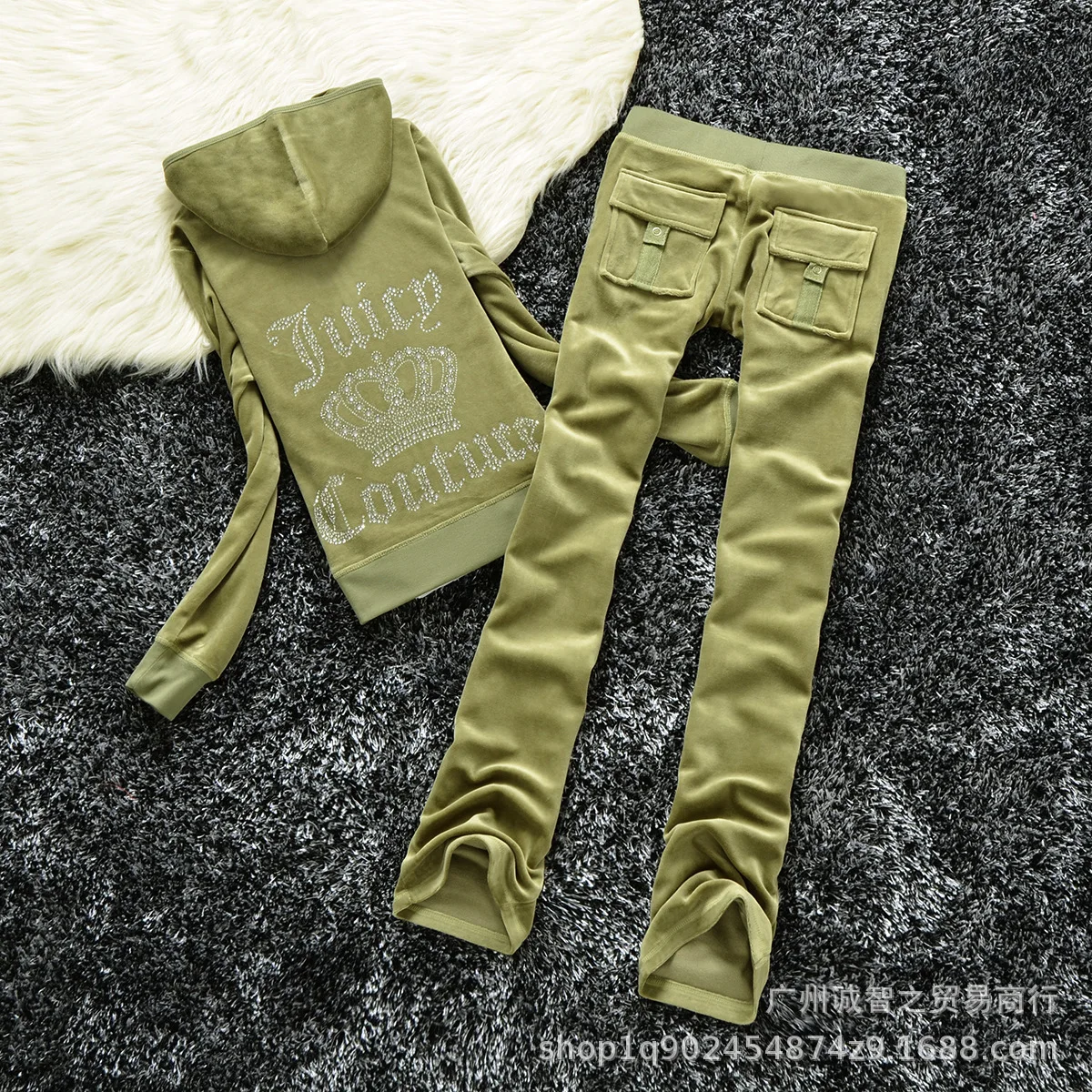 

Spring/Fall 2022 Women's Brand Velvet Fabric Tracksuits Velour Suit for Women Track Suit Hoodies And Pants fat sister sportswear