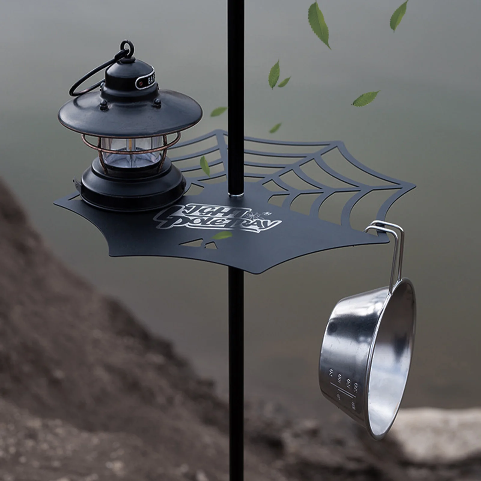 

Portable Light Pole Tray Light Stand With Hooks Blackened Lightweight Light Hook Mini Table Plate Set