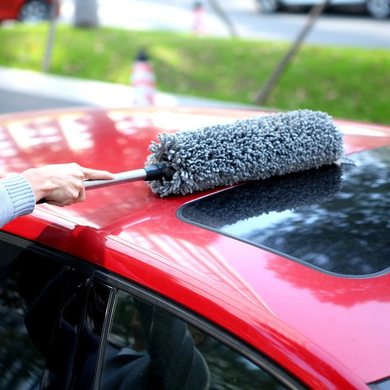

Microfiber Car Body Duster Retractable Wax Dust Mop Removing Cleaning Wheel Brush Nanofiber Cotton Car Dust Brush Tool Polish
