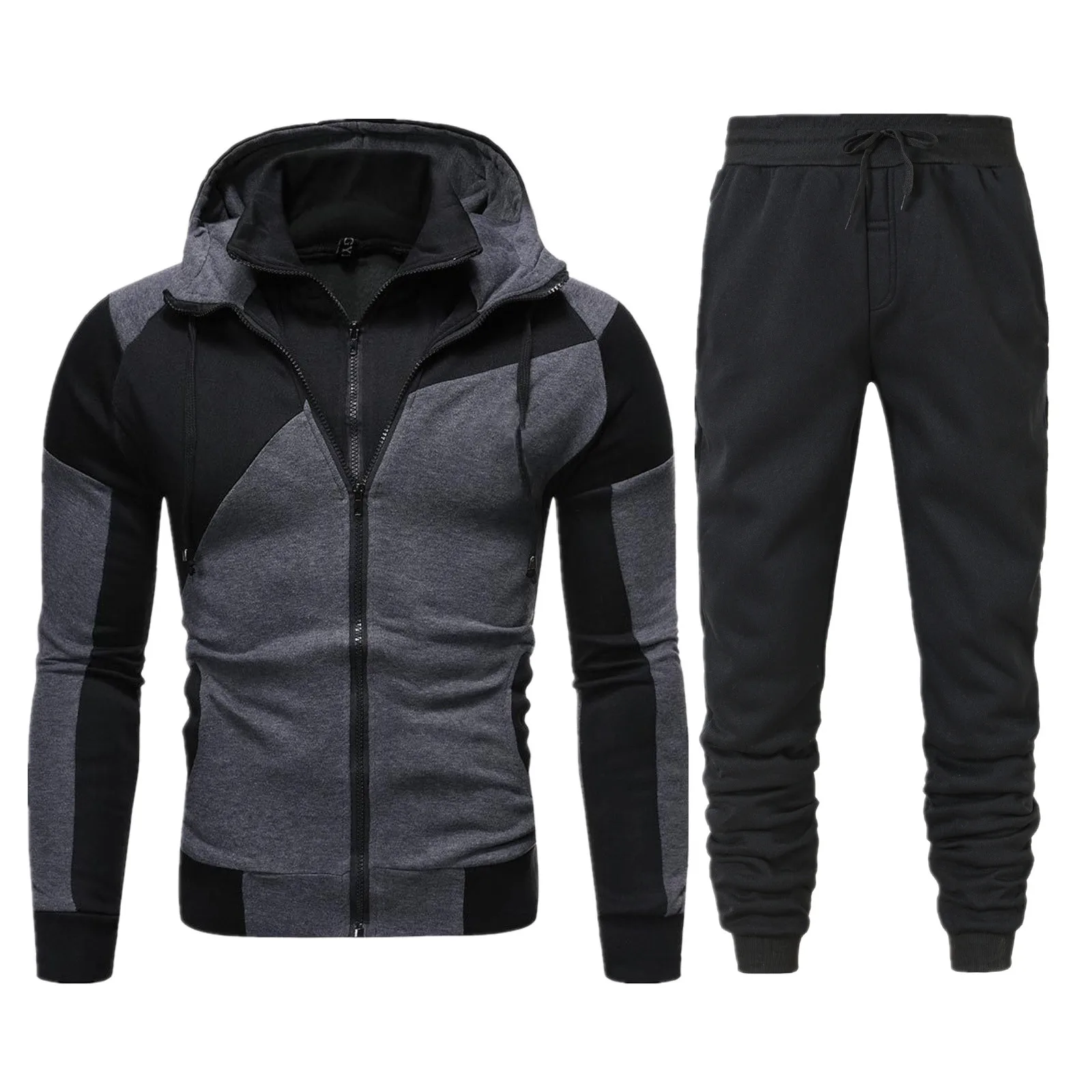 

2022 New Tracksuit Men 2 Pieces Set Sweatshirt + Sweatpants Sportswear Zipper Hoodies Casual Mens Clothing Ropa Hombre