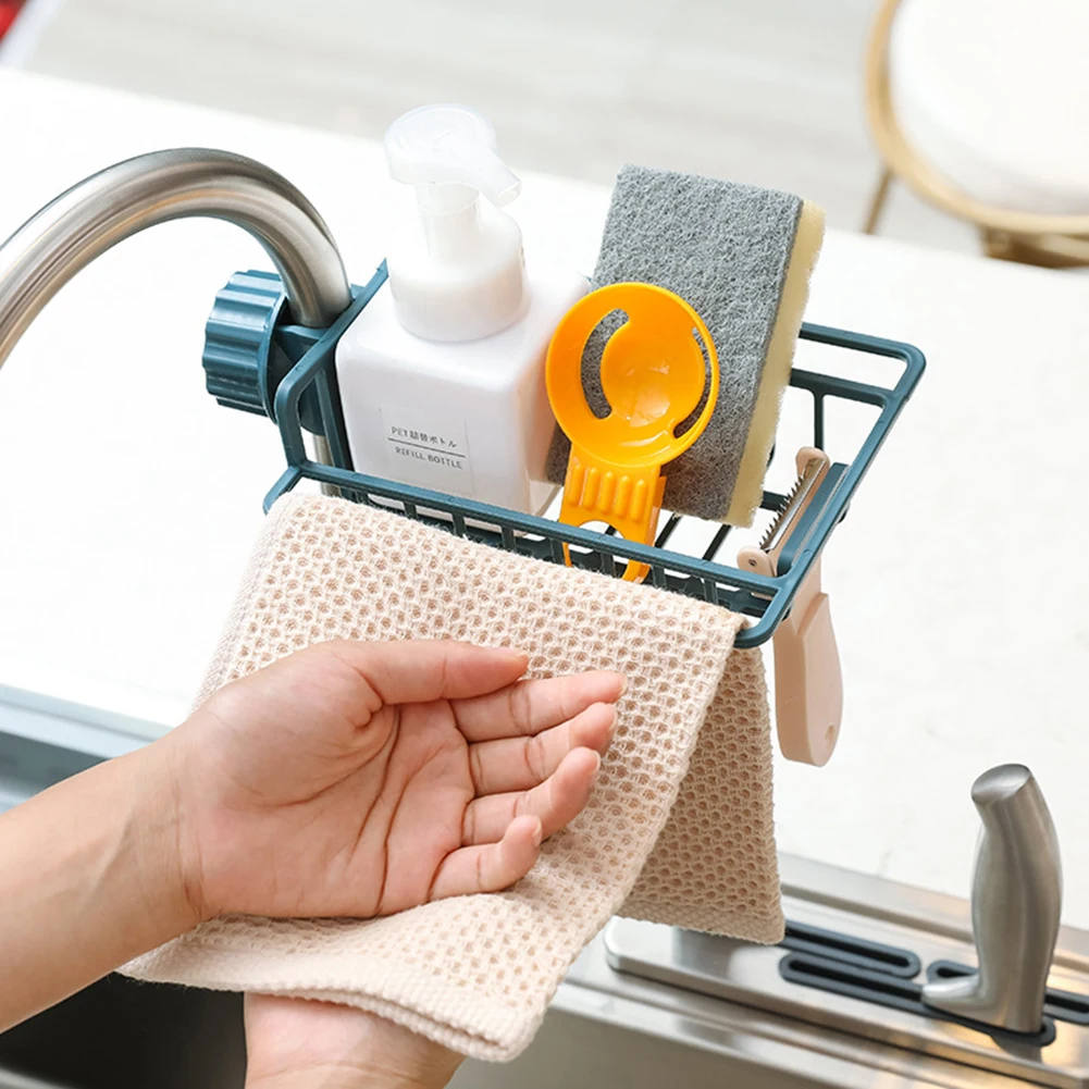 

Home sink organizer rack Caddy kitchen organizer Plastic Faucet Sponge Holder Adjustable Soap Storage Rack for Kitchen Bathroom