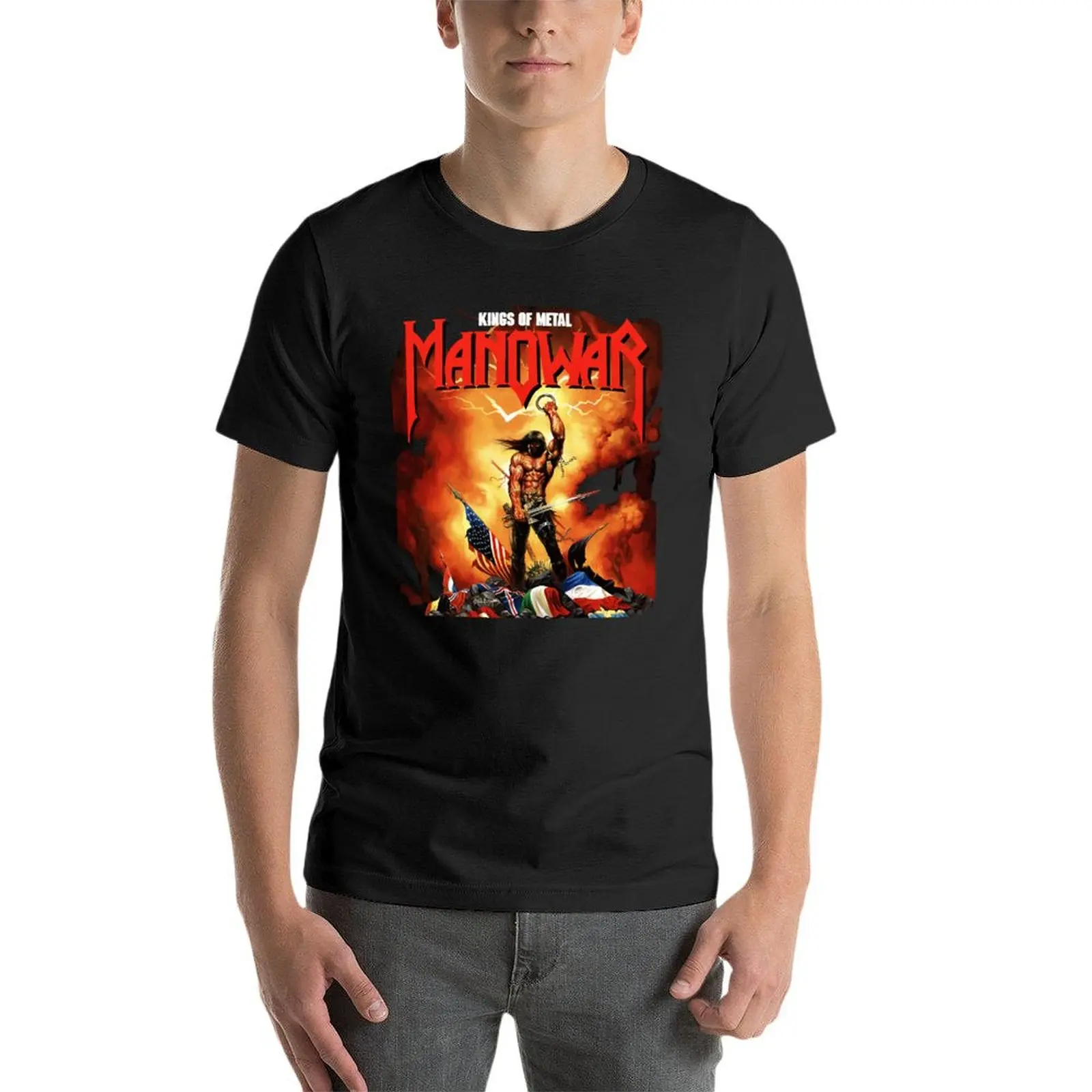 

Kings Of Metal Manowar Cover Heavy Metal Band Oversized Tshirt Custom Men'S Clothes Short Sleeve Streetwear Plus Size Top Tee