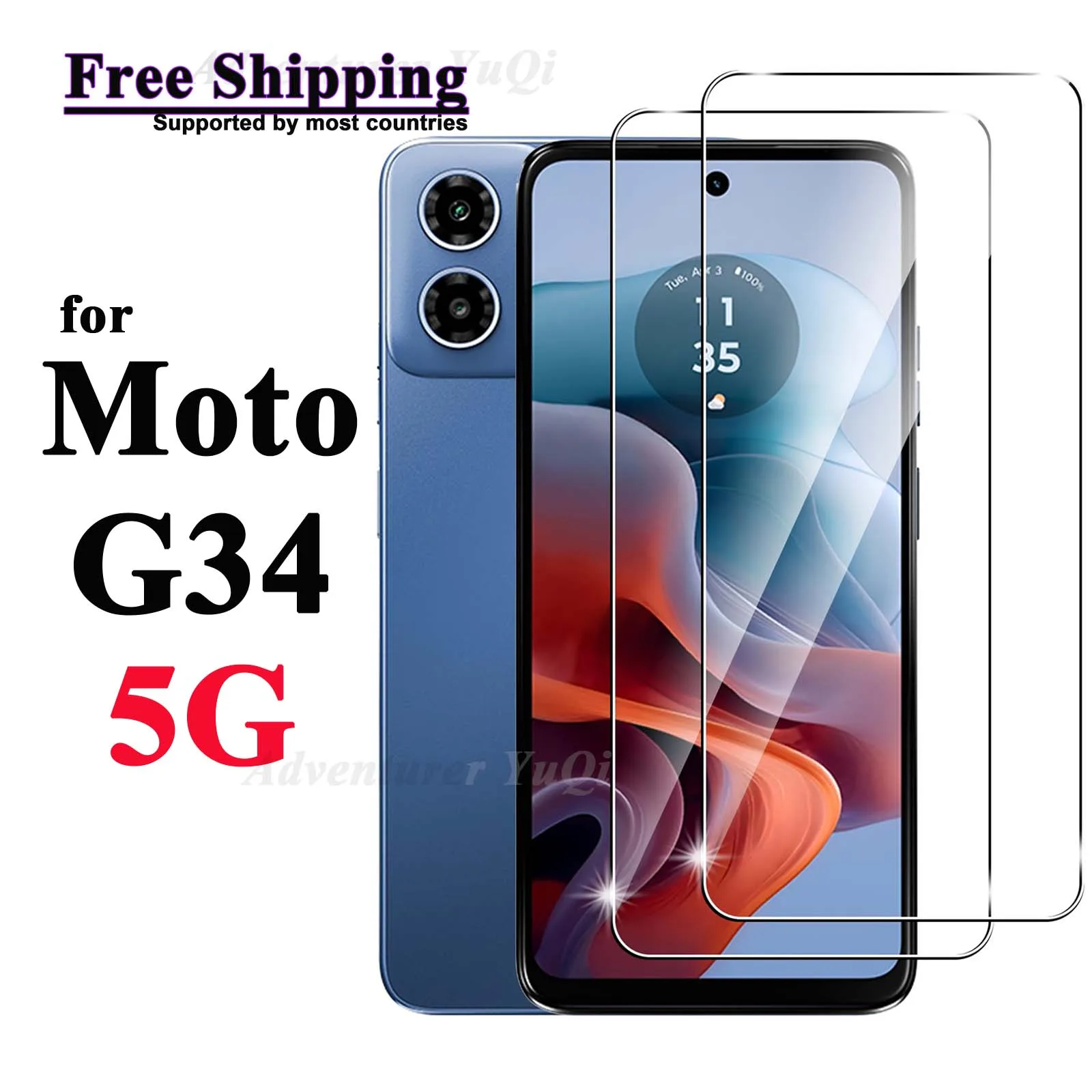 Защита для экрана 2-4 Motorola Moto G34 5G закаленное стекло HD Crystal 9H с защитой от царапин