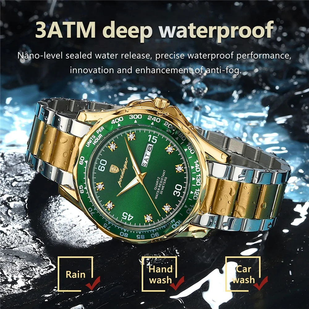 Фото Poedagar Reloj модные кварцевые наручные часы новые золотые мужские часы с бриллиантами для мужчин автоматические часы мужские подарки цифровые часы 2026 №2