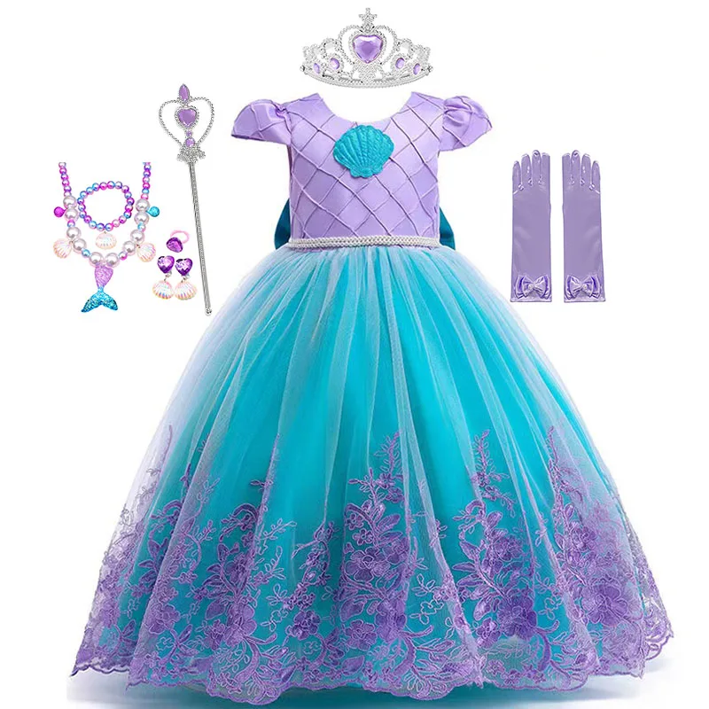 

Детское платье принцессы Ариэль, с открытой спиной и бантом