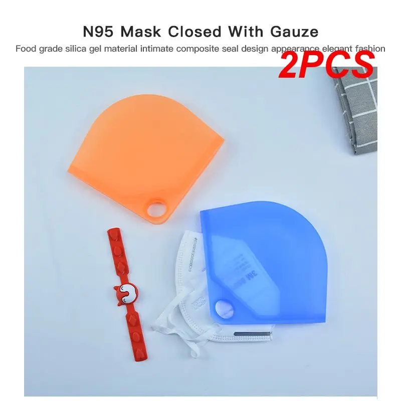 

2PCS Portable Face Mask Storage Box (Without Masks)Folder Reusable Silicone Organizer Storage Bag for Mask Pouch Case TSLM1