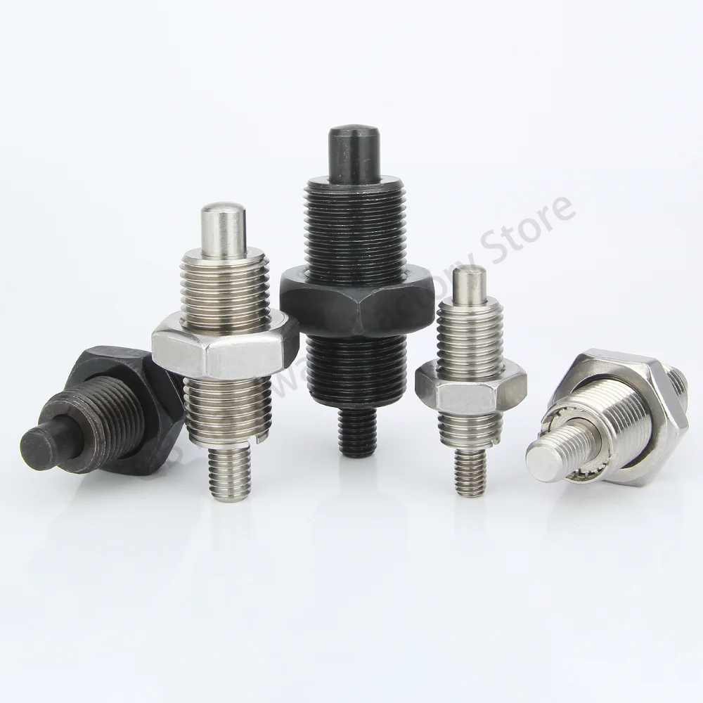 

In Stock QB222 Dia M10/12/16/20mm Stainless/ Carbon Steel Return Type Indexing Plungers Threaded Locating Pins With Nuts