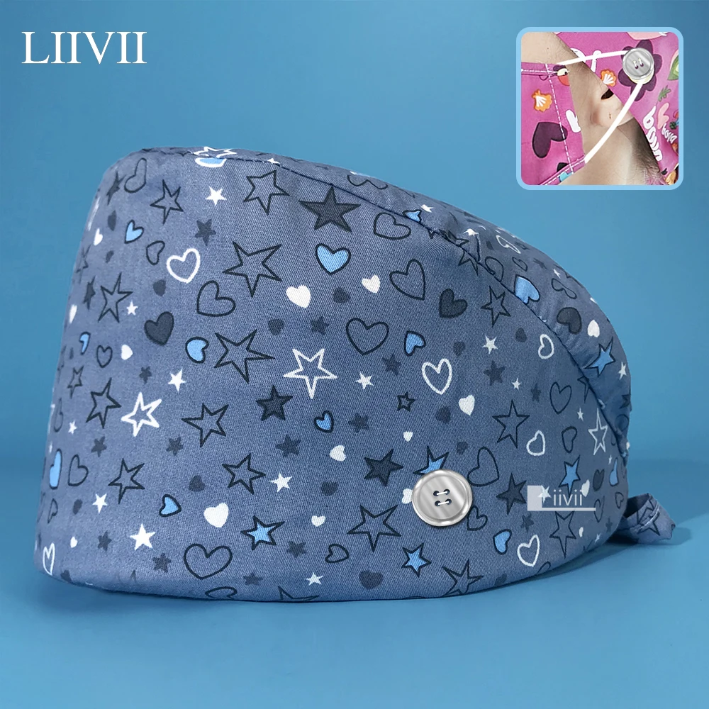

Unisex Pet Grooming Hospital Work Hats Pharmacist Cap Doctor Nurse Surgery Caps Printing Surgical Caps Scrub Dental Clinic Hats